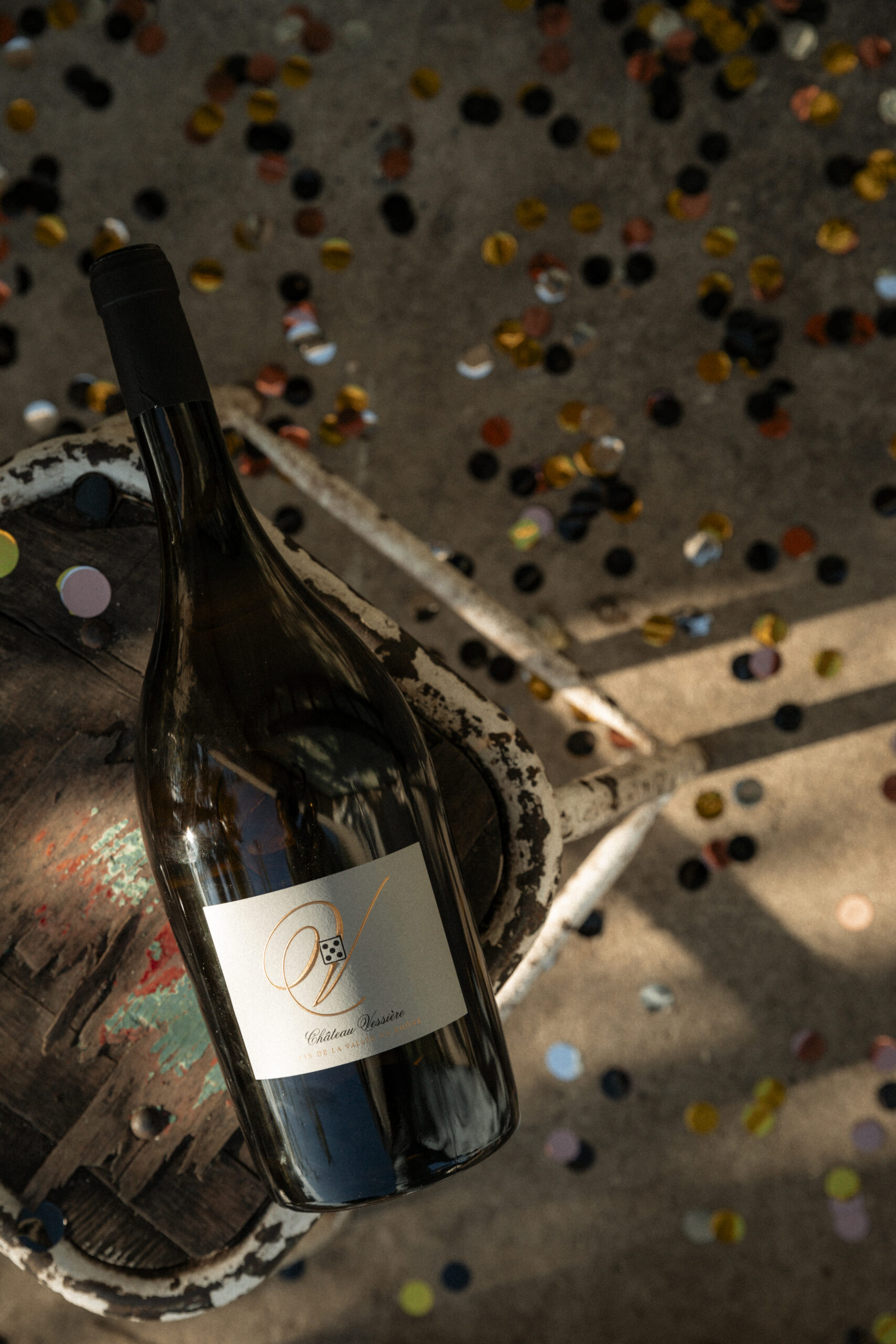 Bouteille, blanc, fête, Château Vessière